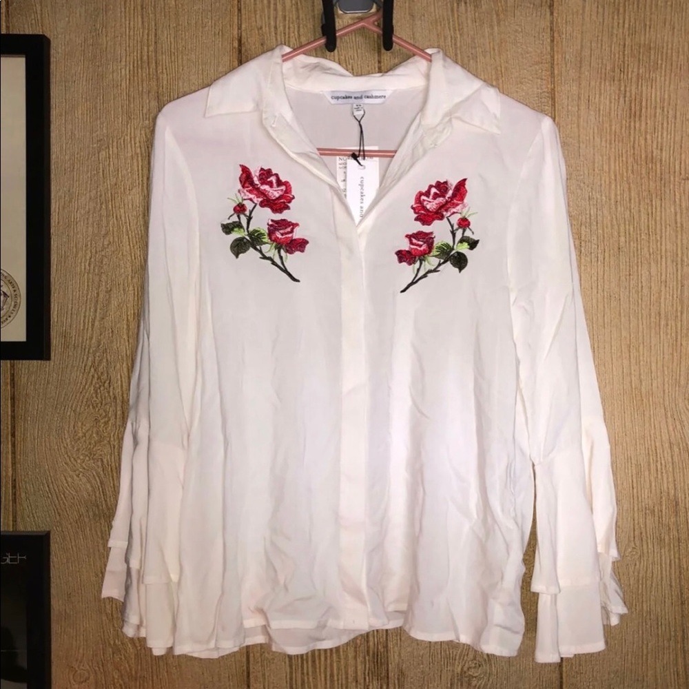 Cream rose blouse